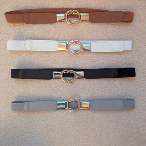 Elegant Women's Belt Set - Gray, Black, White, and Brown